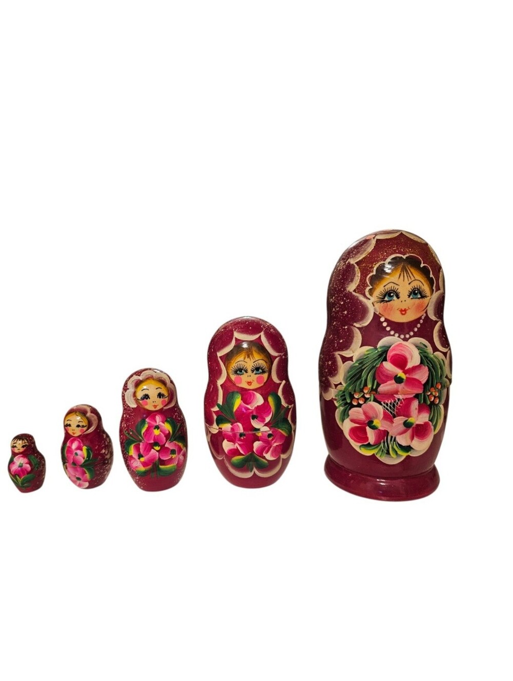 Set of 5 Nesting Wooden Matrioshka Dolls